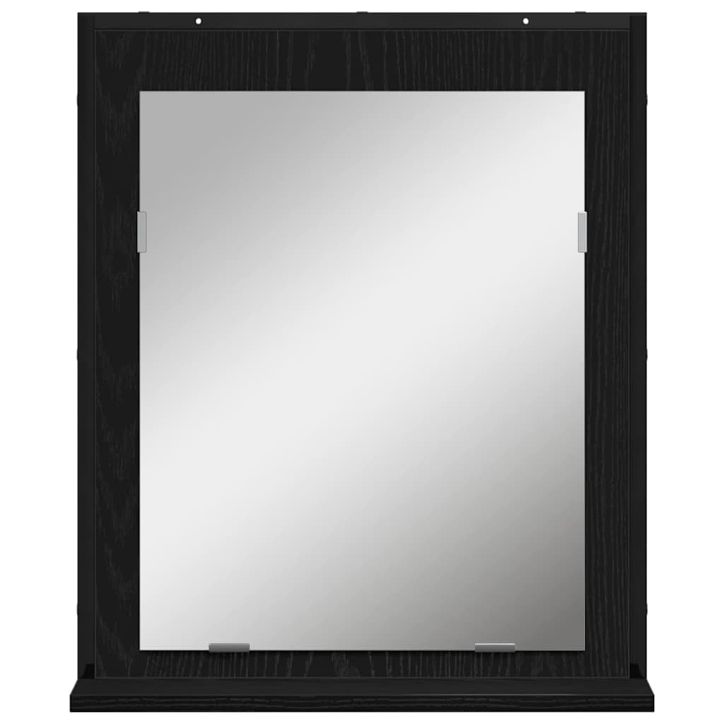 Spiegel mit Regal Schwarz Eichen-Optik 50 x 12 x 60 cm