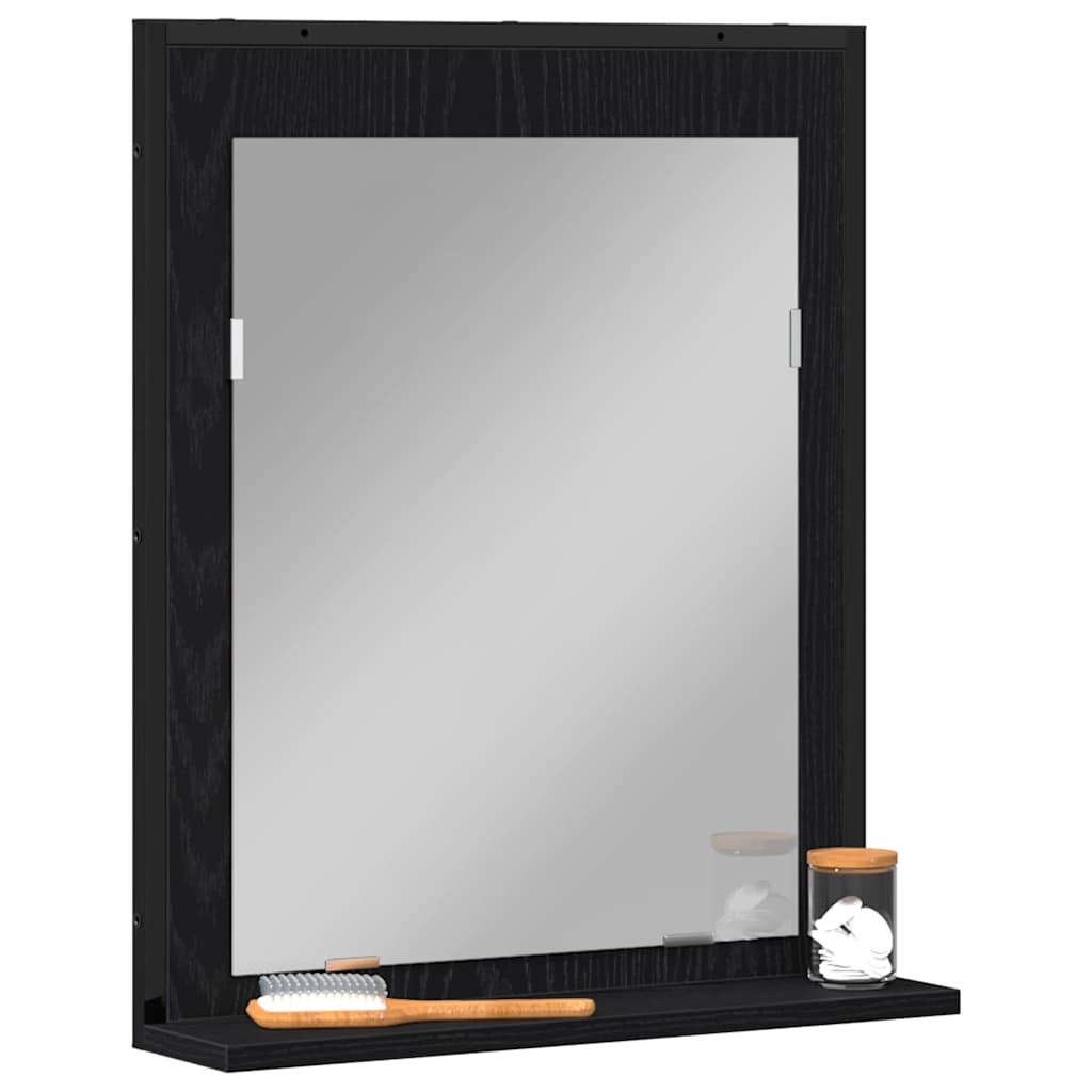 Spiegel mit Regal Schwarz Eichen-Optik 50 x 12 x 60 cm