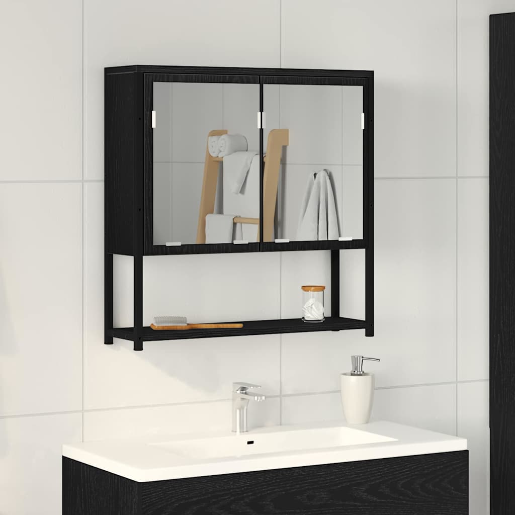 Spiegelschrank mit Regal Schwarz Eichen-Optik 60 x 16 x 60 cm