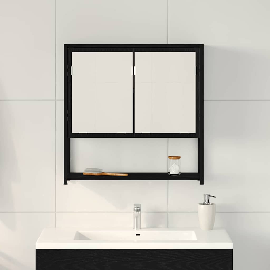 Spiegelschrank mit Regal Schwarz Eichen-Optik 60 x 16 x 60 cm