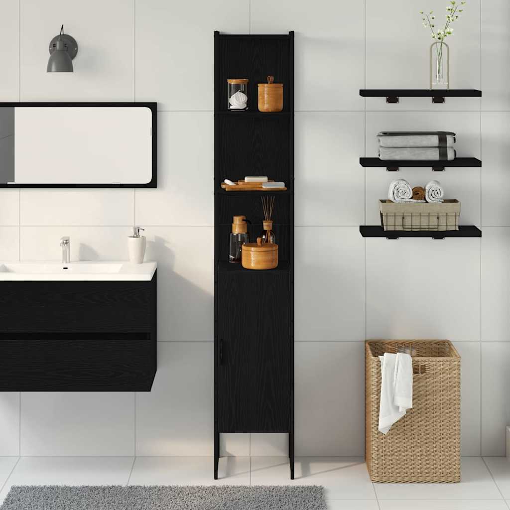 Badezimmerschrank Schwarz Eichen-Optik 33 x 33 x 185,5 cm