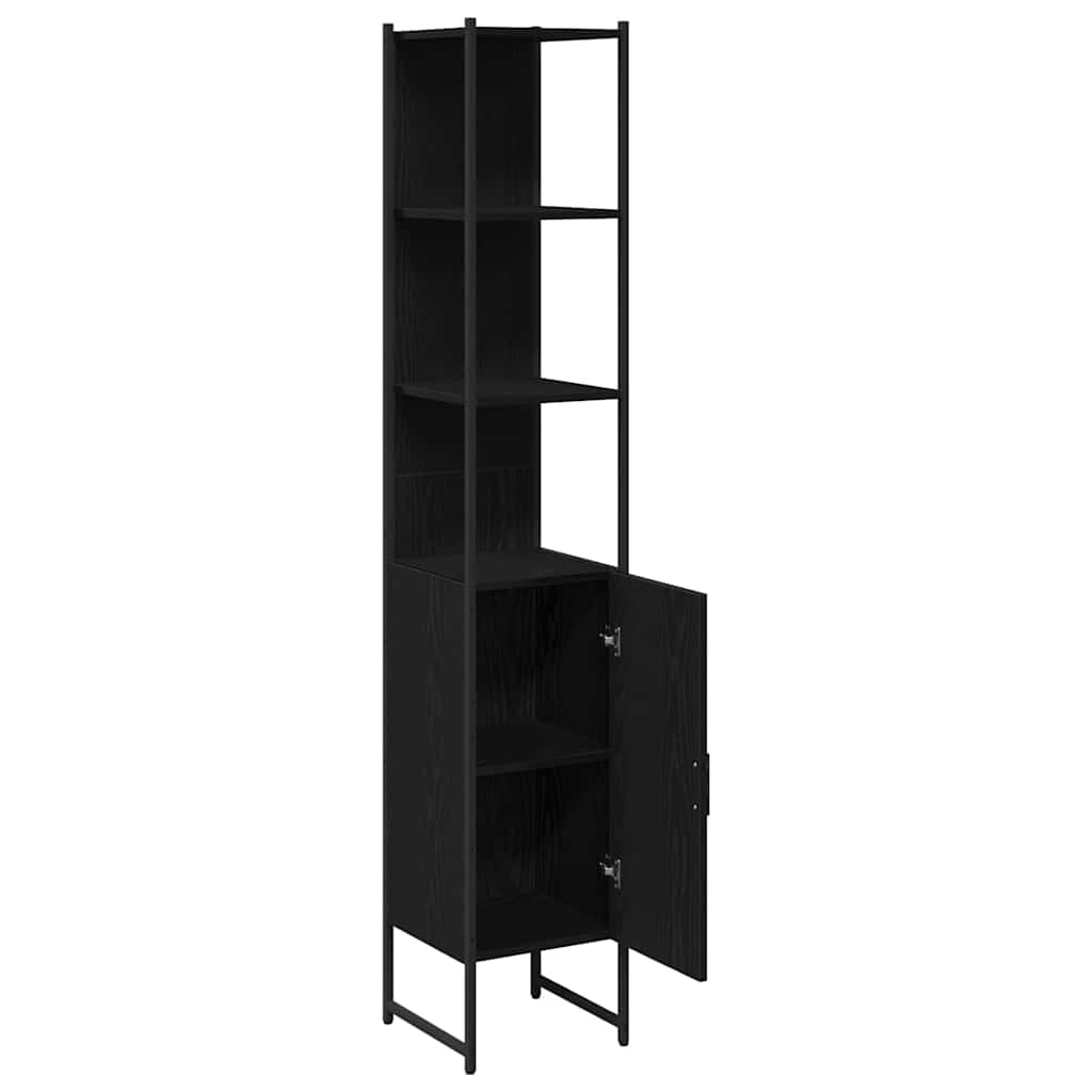 Badezimmerschrank Schwarz Eichen-Optik 33 x 33 x 185,5 cm