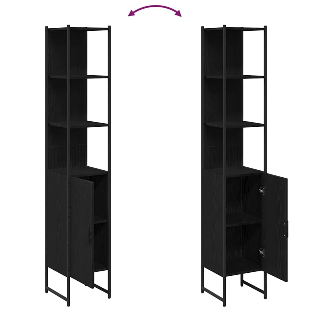 Badezimmerschrank Schwarz Eichen-Optik 33 x 33 x 185,5 cm