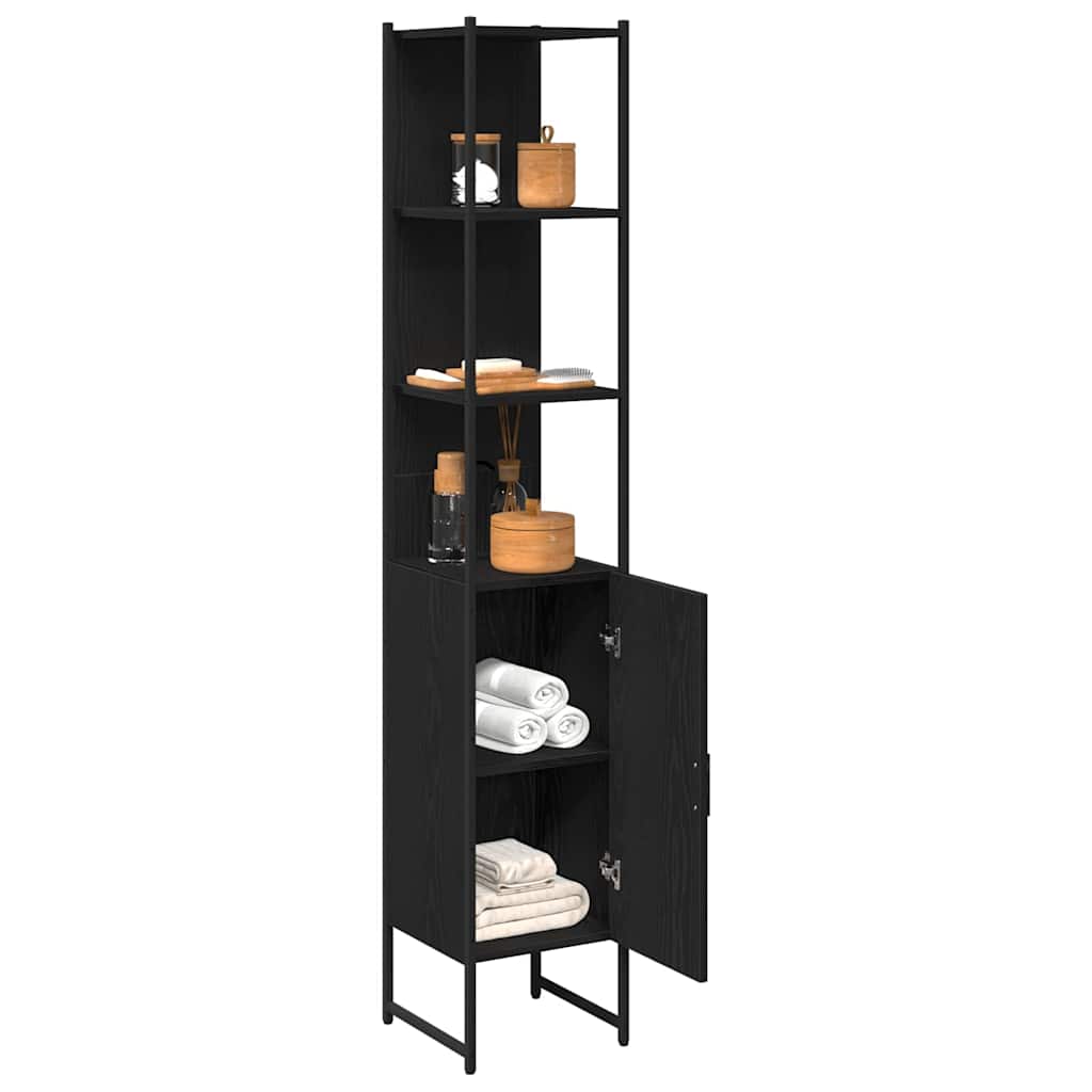 Badezimmerschrank Schwarz Eichen-Optik 33 x 33 x 185,5 cm