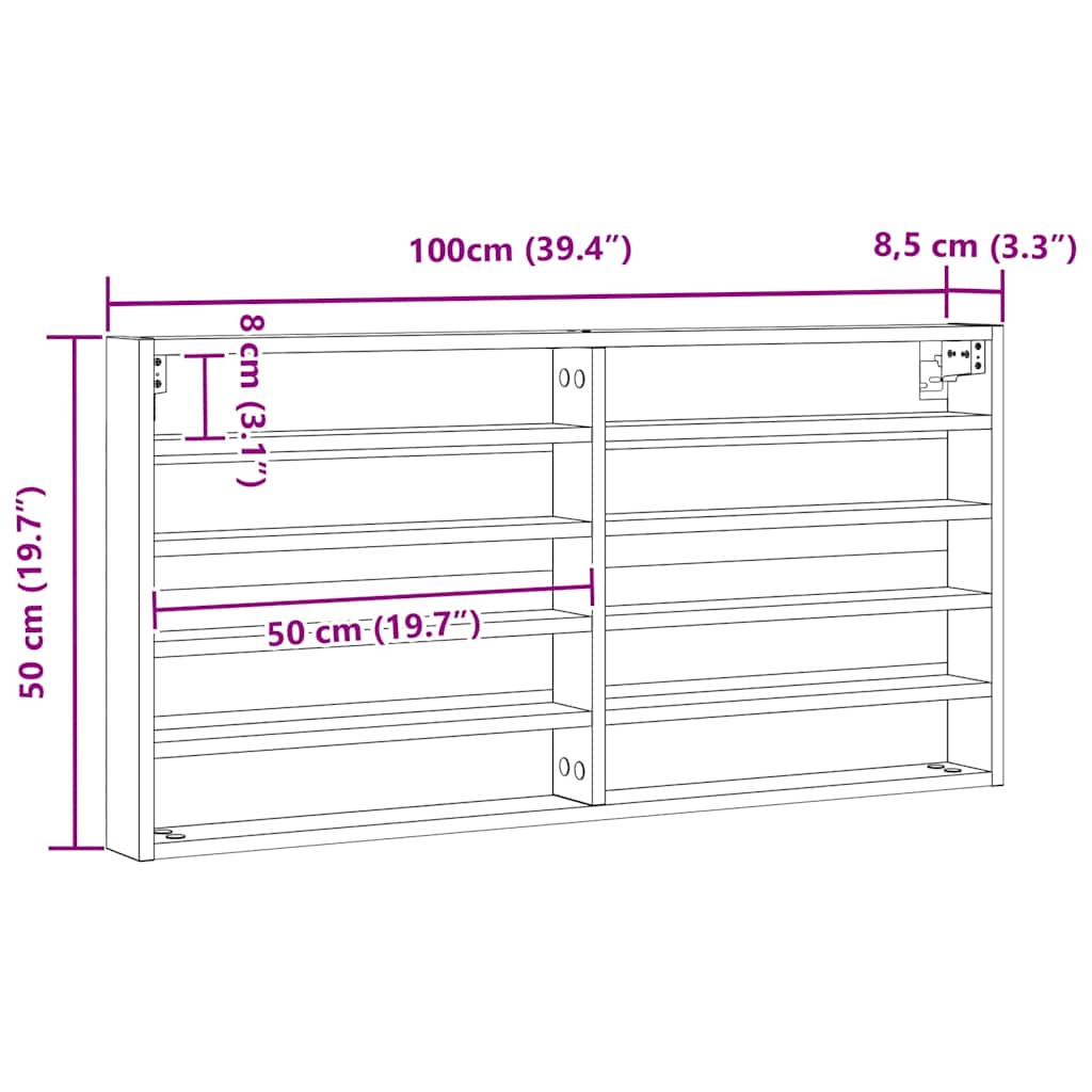Vitrine mit Regal Artisan-Eiche 100 x 8,5 x 50 cm Holzwerkstoff