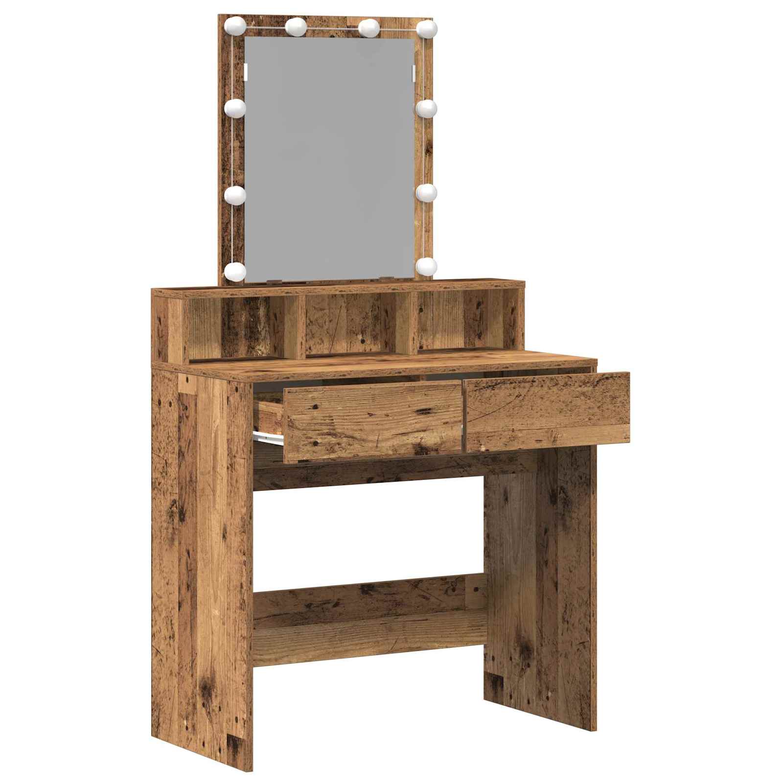 Schminktisch mit Regal Altholz 80 x 41 x 144,5 cm Holzwerkstoff
