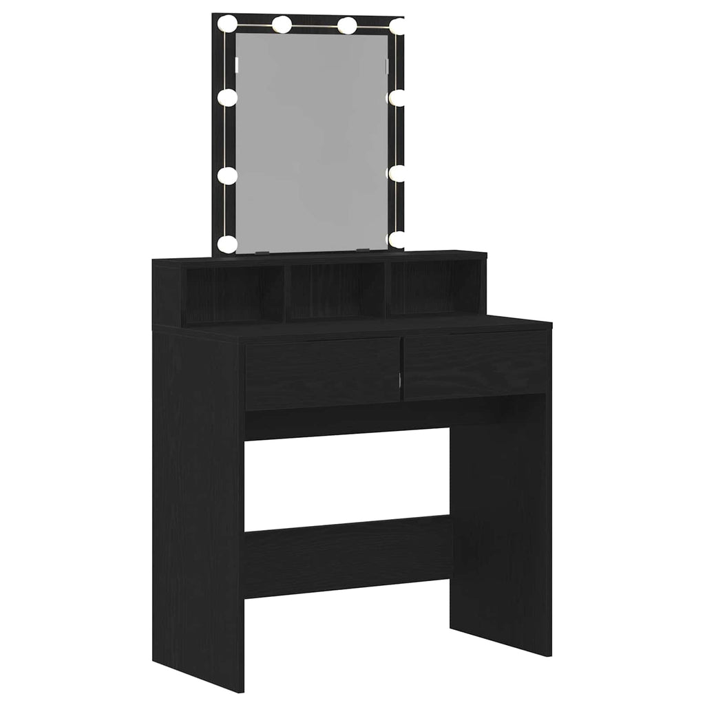 Schminktisch mit Regal Schwarz Eichen-Optik 80 x 41 x 144,5 cm