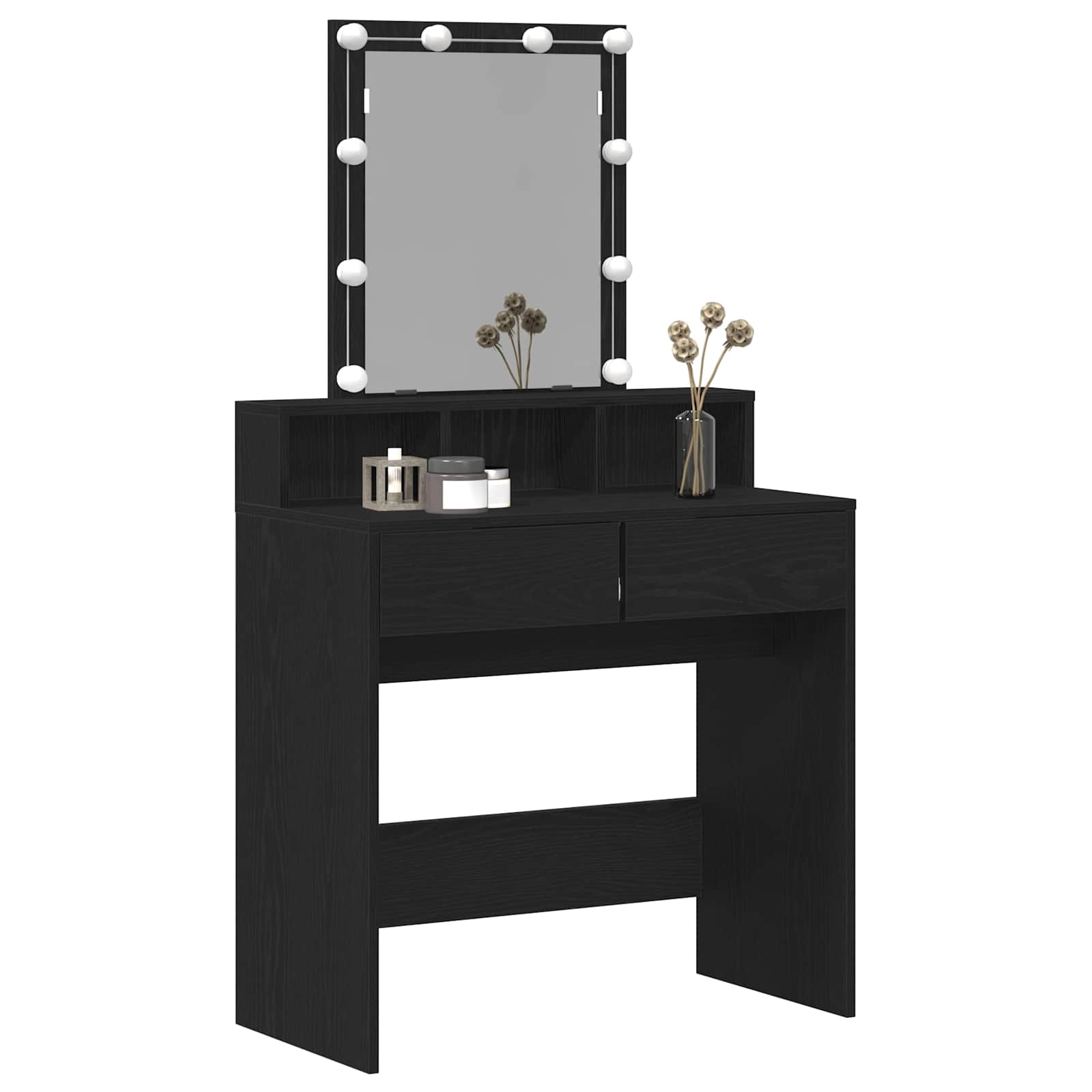 Schminktisch mit Regal Schwarz Eichen-Optik 80 x 41 x 144,5 cm