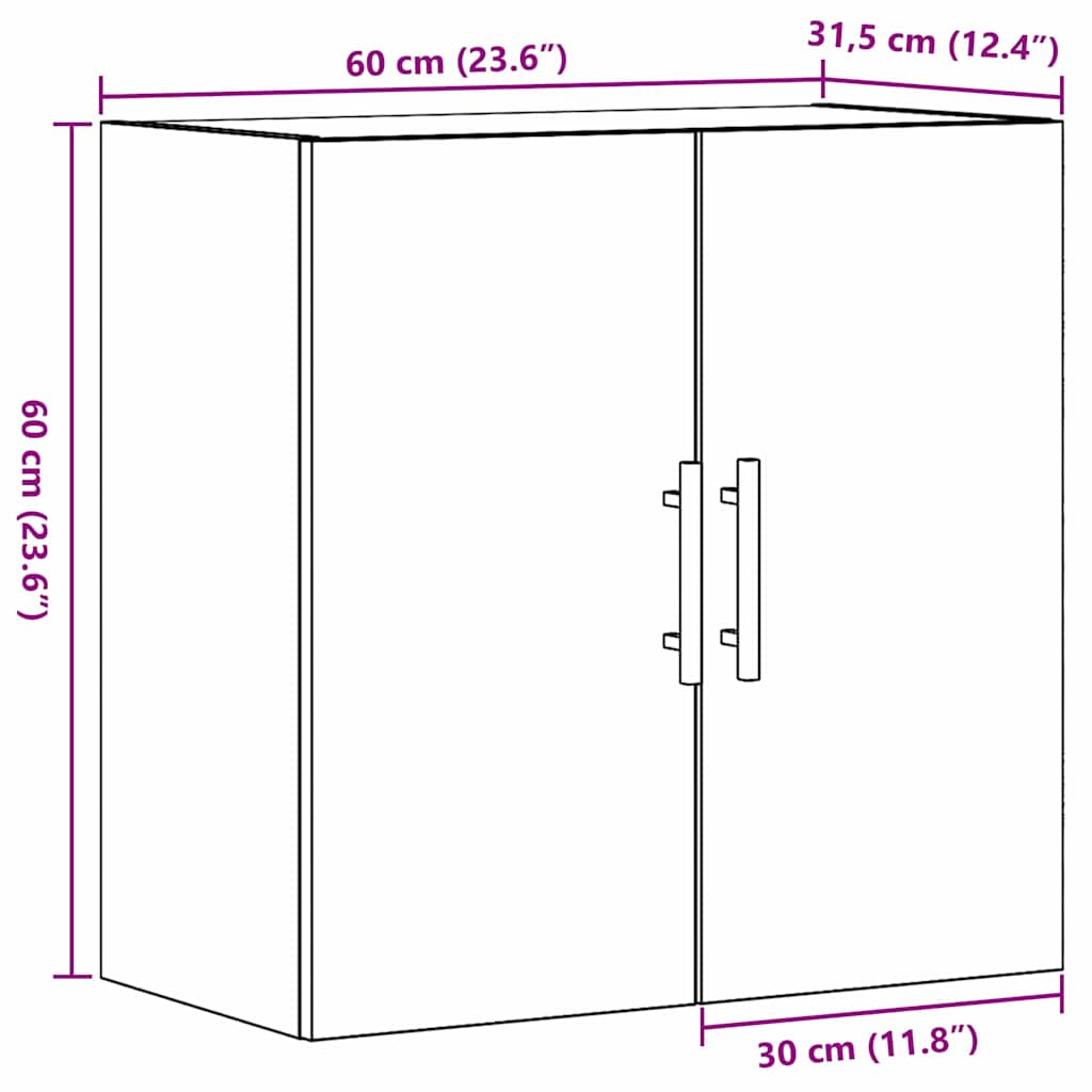 Wandschrank Artisan-Eiche 60 x 31,5 x 60 cm Holzwerkstoff