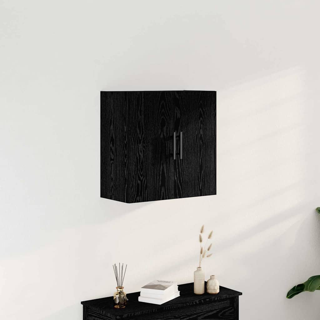 Wandschrank Wandmontiert Schwarz Eichen-Optik 60 x 31,5 x 60 cm