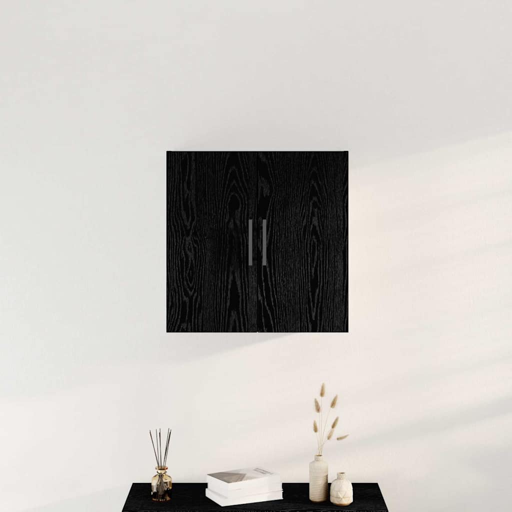 Wandschrank Wandmontiert Schwarz Eichen-Optik 60 x 31,5 x 60 cm