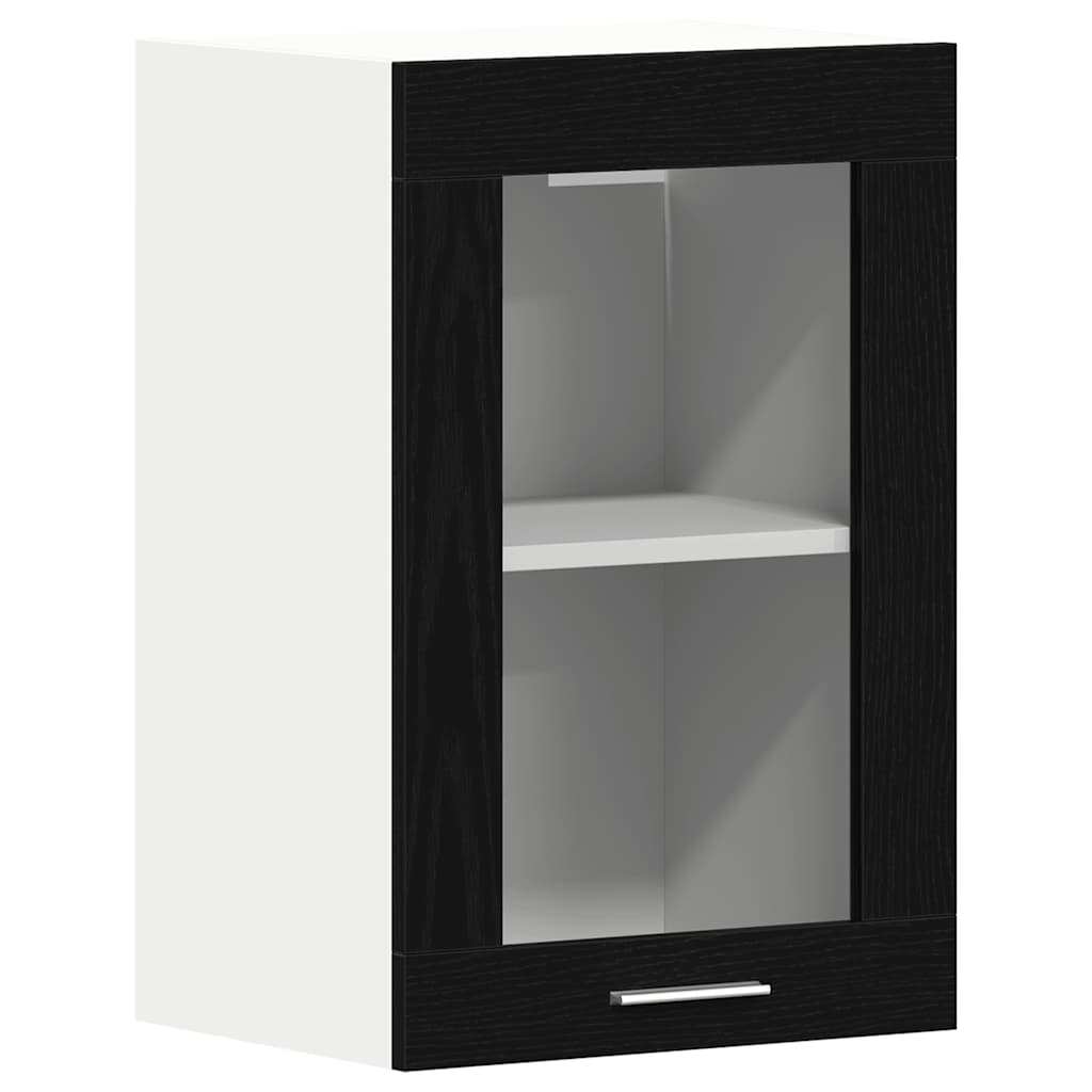 Hängeglasschrank Schwarz Eichen-Optik 40 x 31 x 60 cm Holzwerkstoff