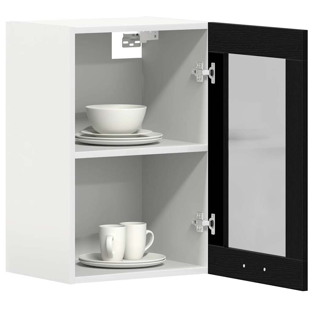 Hängeglasschrank Schwarz Eichen-Optik 40 x 31 x 60 cm Holzwerkstoff