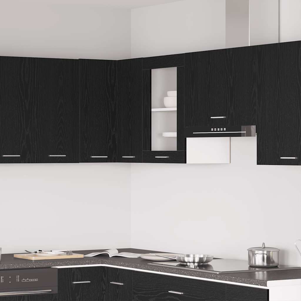 Hängeglasschrank Schwarz Eichen-Optik 40 x 31 x 60 cm Holzwerkstoff