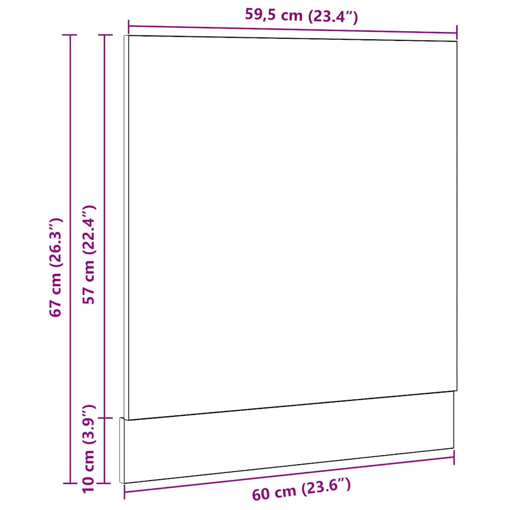 Geschirrspülerblende Lyon Schwarz Eichen-Optik 60x1,5x67 cm