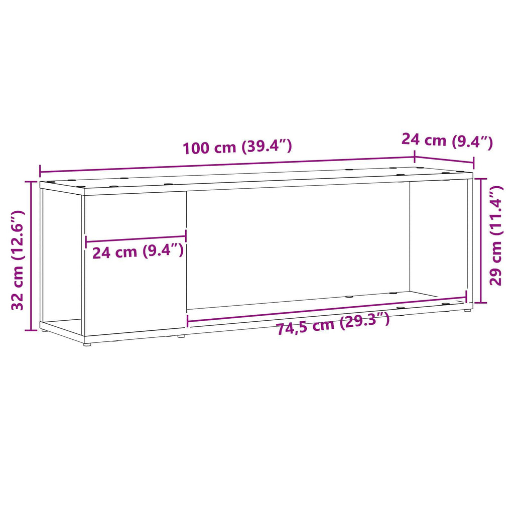 TV-Schrankset Schwarz 100 x 24 x 63 cm Holzwerkstoff