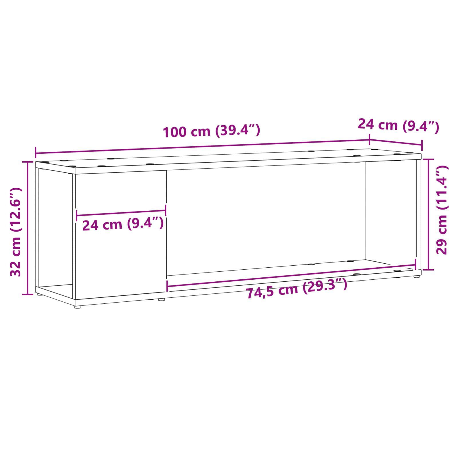 TV-Schrankset Schwarz 100 x 24 x 63 cm Holzwerkstoff