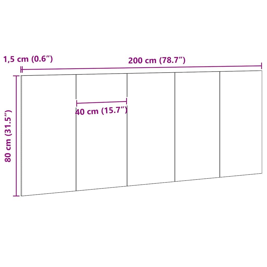 Bettkopfteil Schwarz Eichen-Optik 160 x 1,5 x 80,5 cm