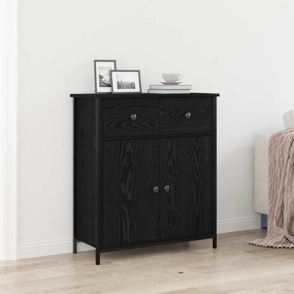 Sideboard Schwarz Eichen-Optik 70 x 30 x 80 cm Holzwerkstoff
