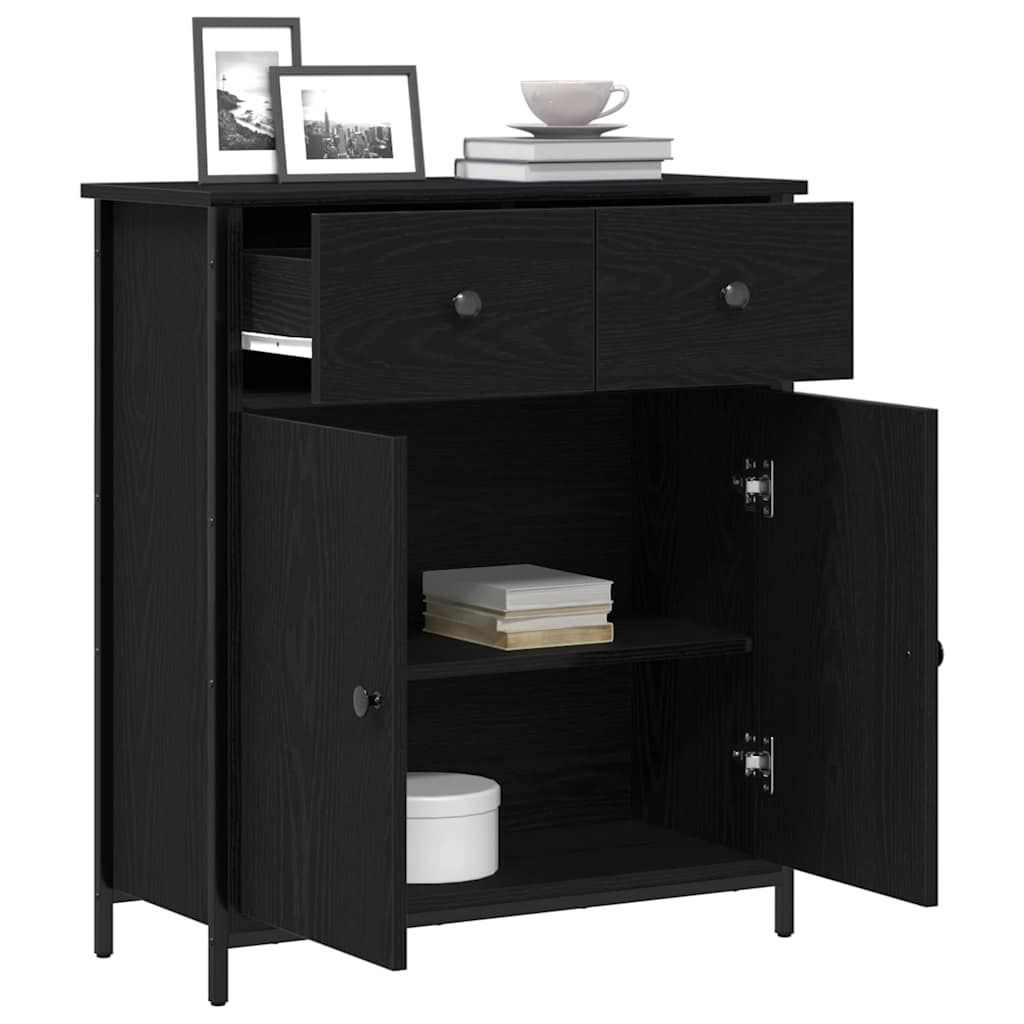 Sideboard Schwarz Eichen-Optik 70 x 30 x 80 cm Holzwerkstoff