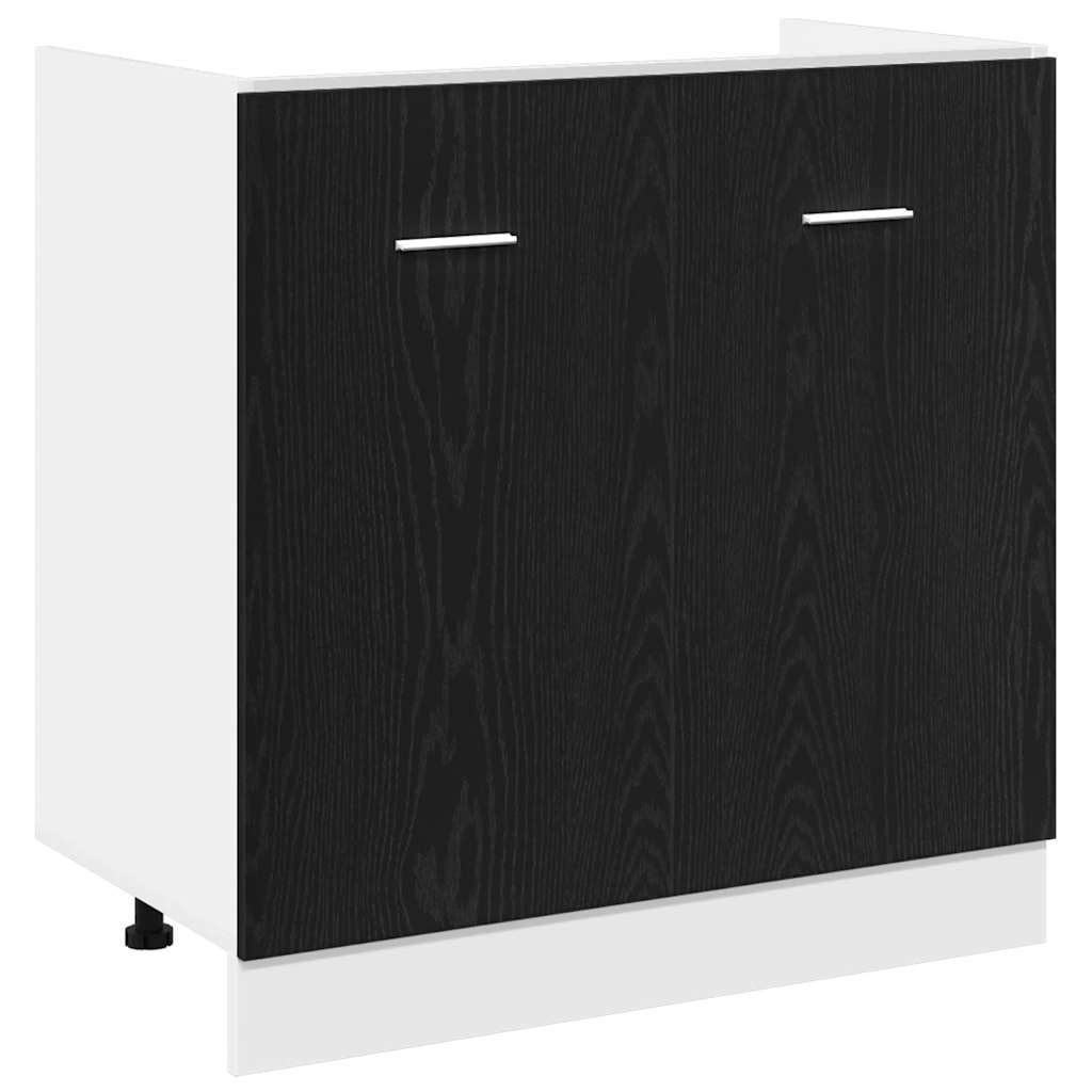 Unterschrank für Spüle Schwarz Eiche 80x46x81,5 cm Holzwerkstoff