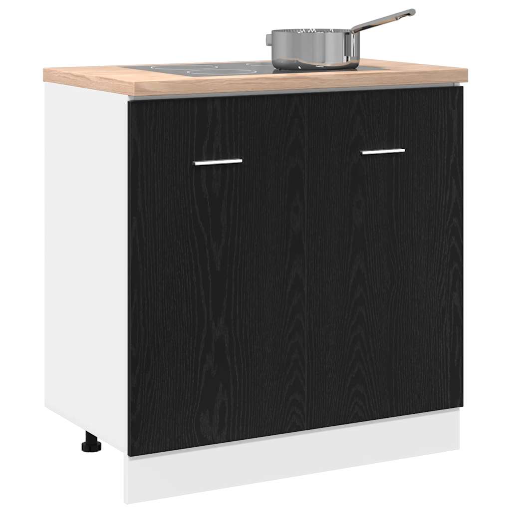 Unterschrank für Spüle Schwarz Eiche 80x46x81,5 cm Holzwerkstoff