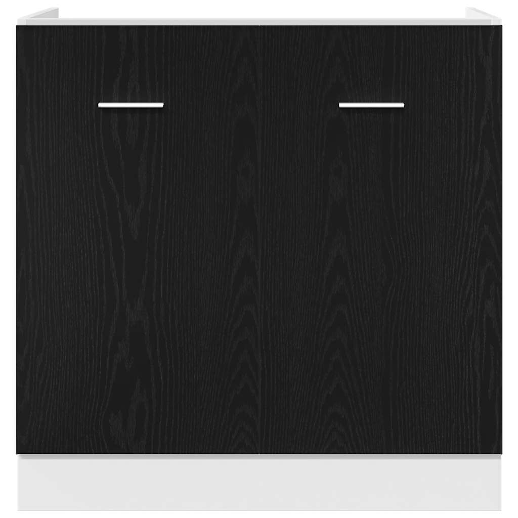 Unterschrank für Spüle Schwarz Eiche 80x46x81,5 cm Holzwerkstoff
