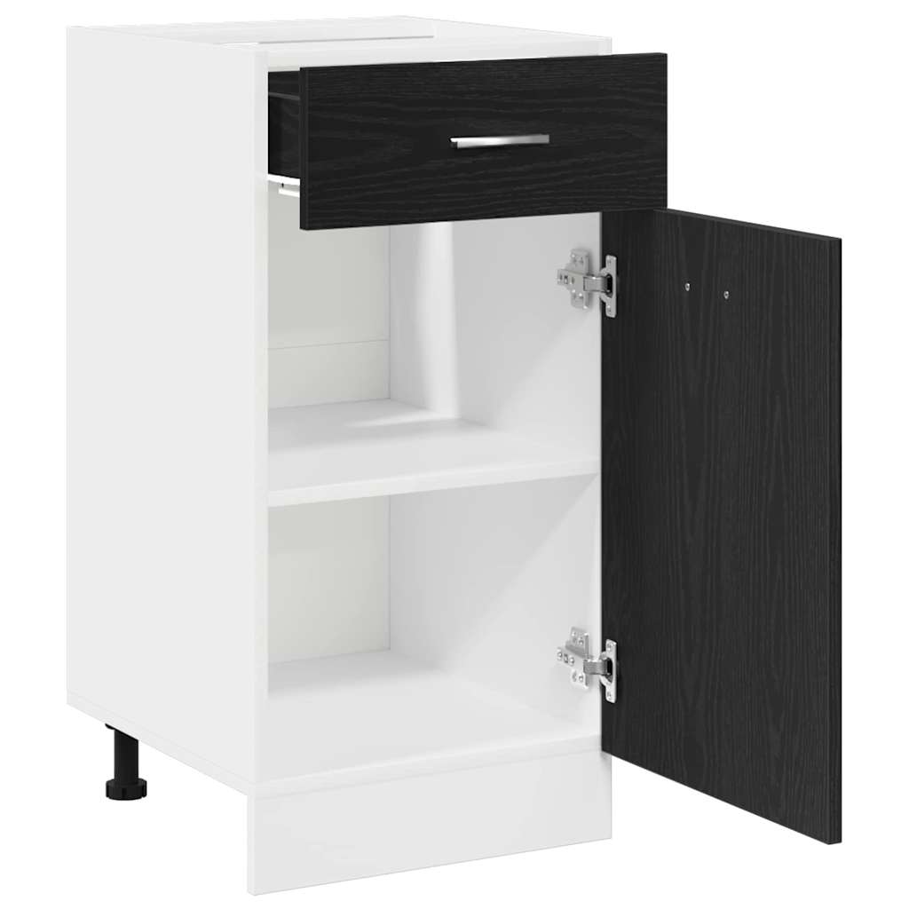 Hängeschrank mit Regal Schwarz Eichen-Optik 40 x 46 x 81.5 cm