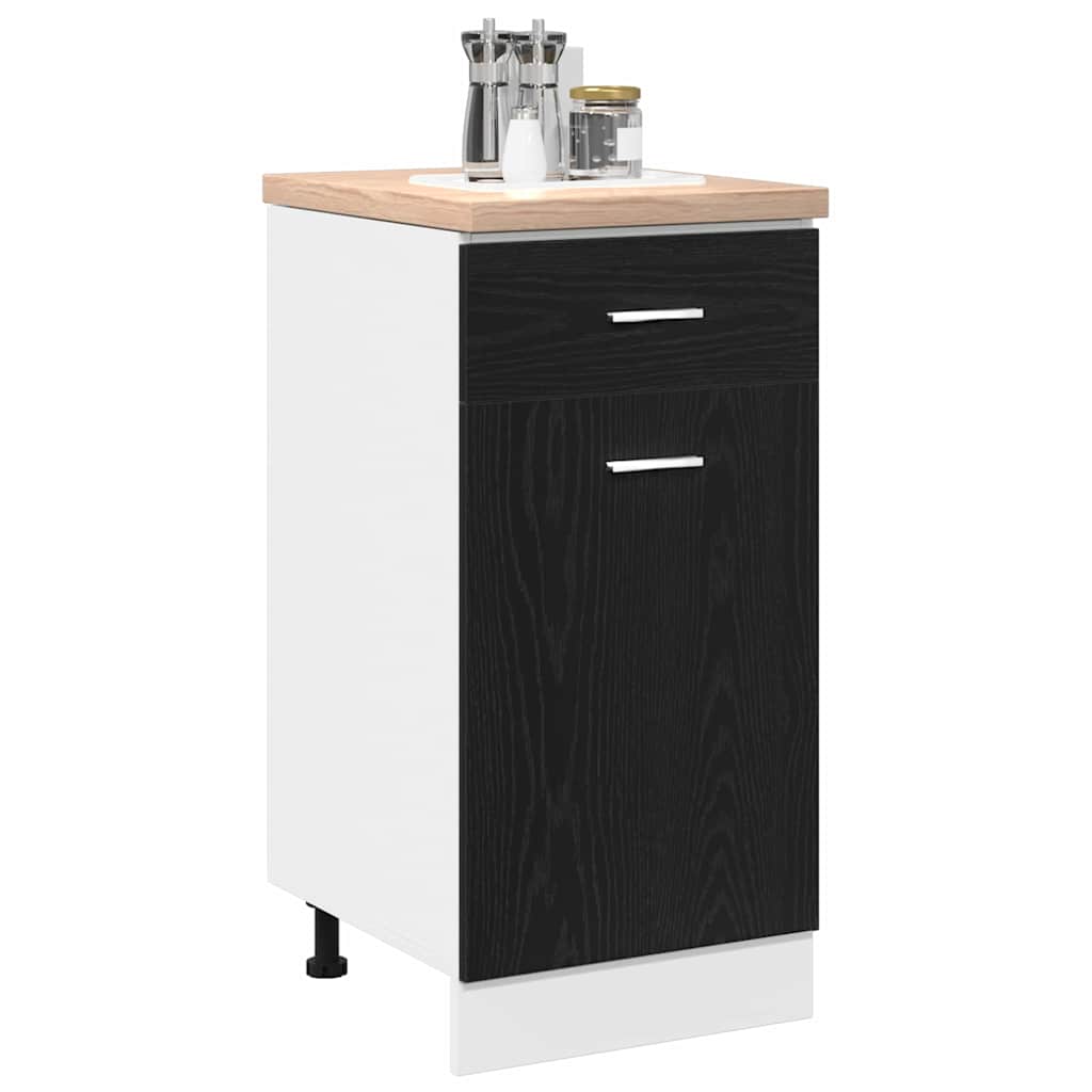 Hängeschrank mit Regal Schwarz Eichen-Optik 40 x 46 x 81.5 cm