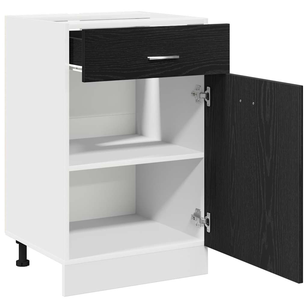 Hängeschrank mit Regal Schwarz Eichen-Optik 50 x 46 x 81,5 cm