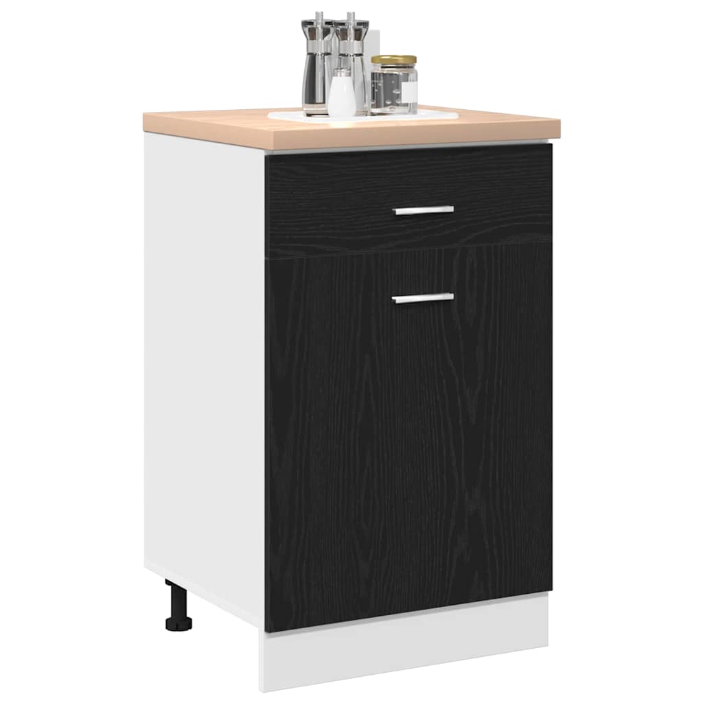 Hängeschrank mit Regal Schwarz Eichen-Optik 50 x 46 x 81,5 cm