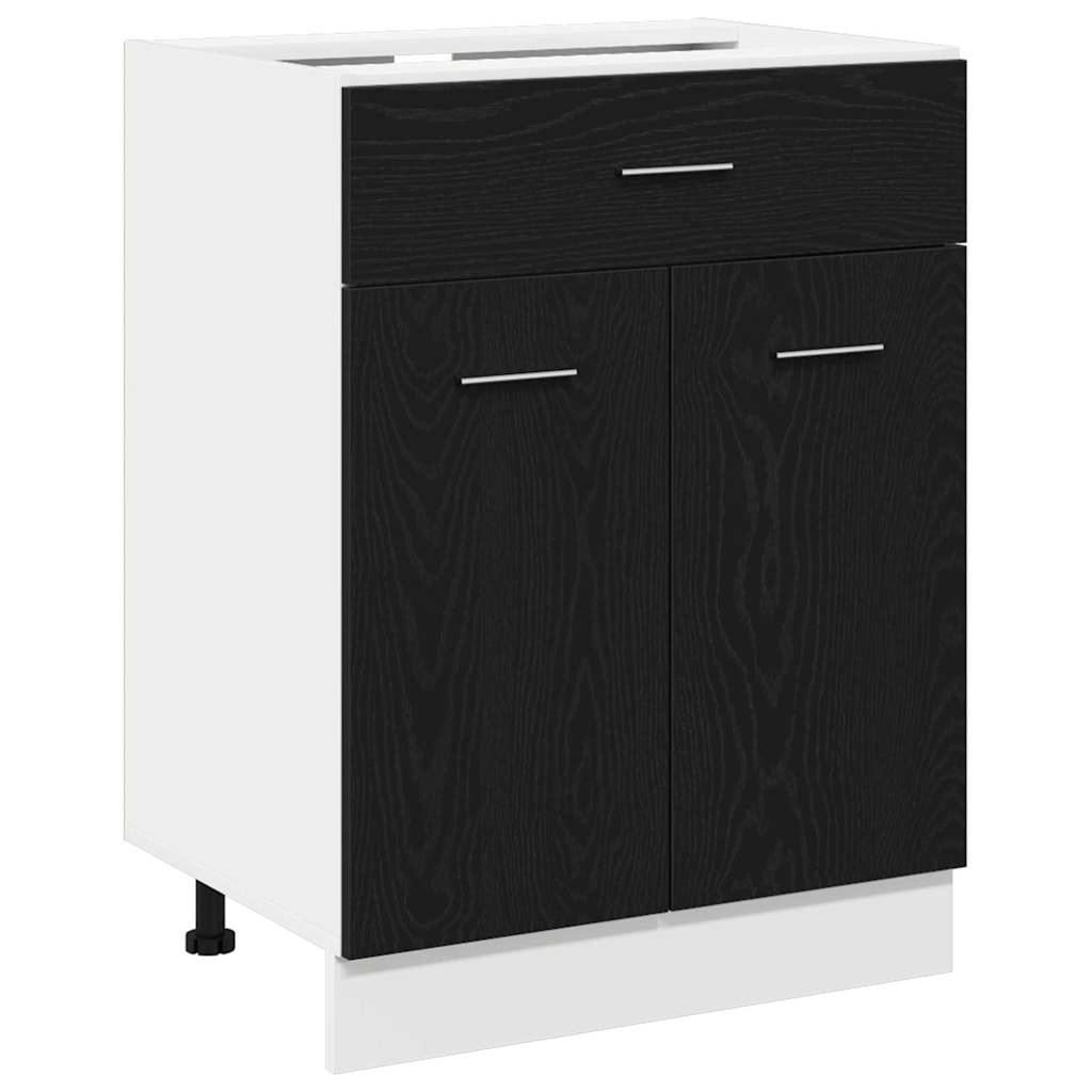 Hängeschrank mit Regal Schwarz Eichen-Optik 60 x 46 x 81,5 cm