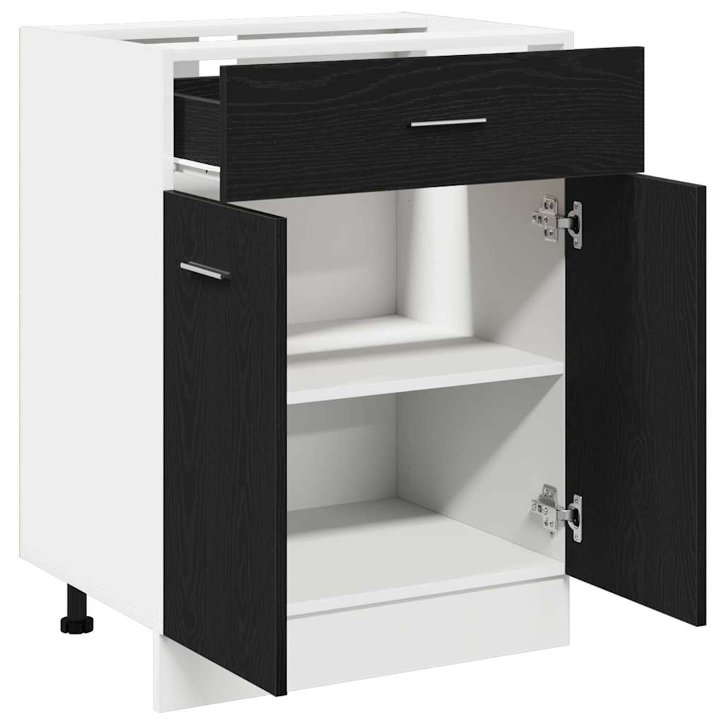 Hängeschrank mit Regal Schwarz Eichen-Optik 60 x 46 x 81,5 cm