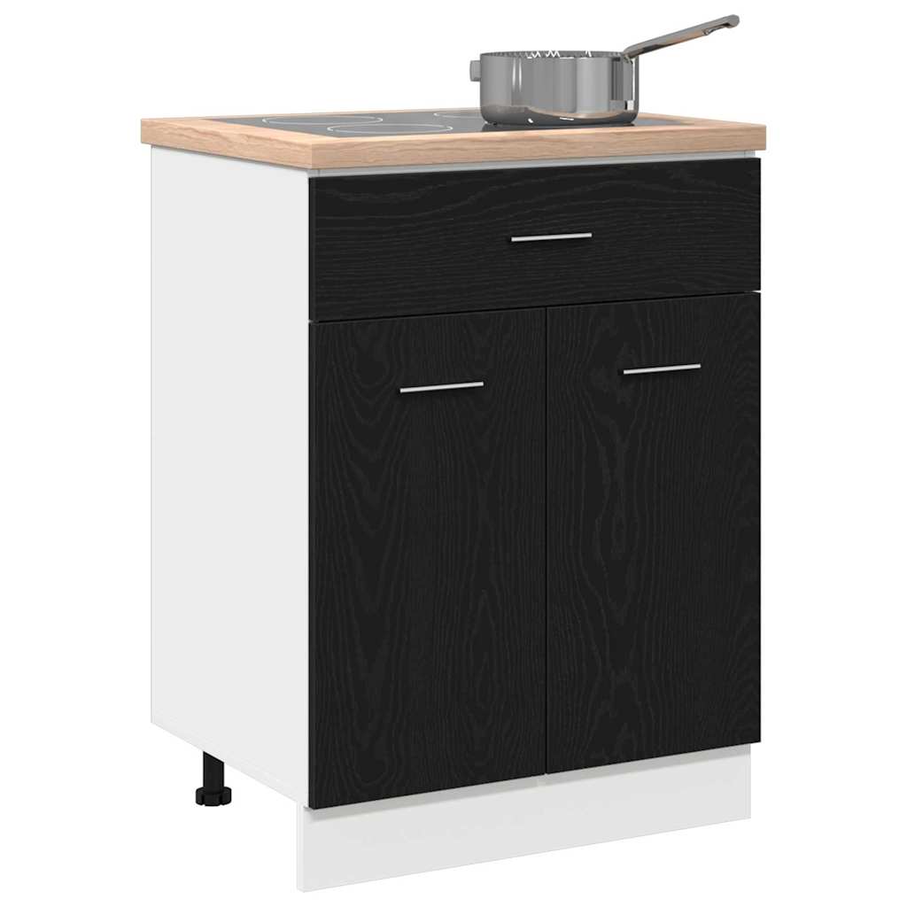 Hängeschrank mit Regal Schwarz Eichen-Optik 60 x 46 x 81,5 cm