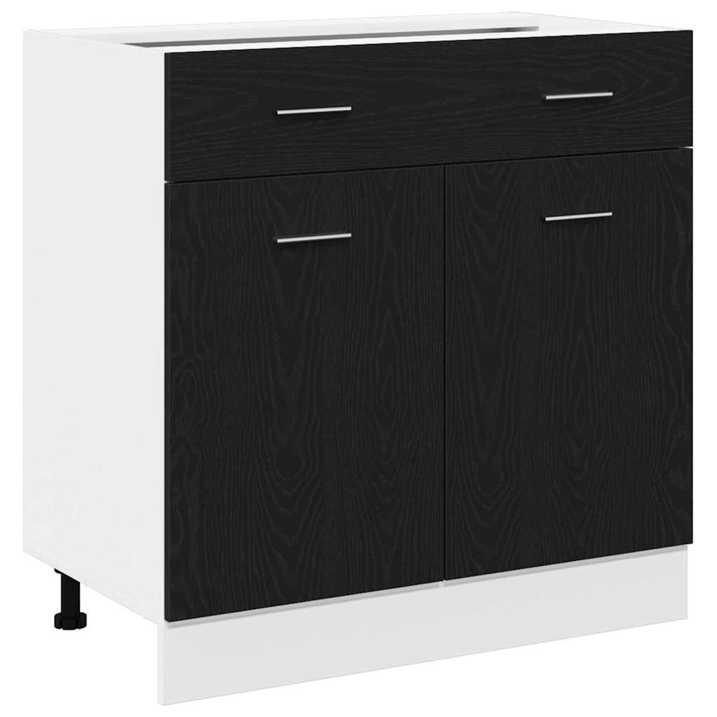 Hängeschrank mit Regal Schwarz Eichen-Optik 80 x 31 x 81,5 cm
