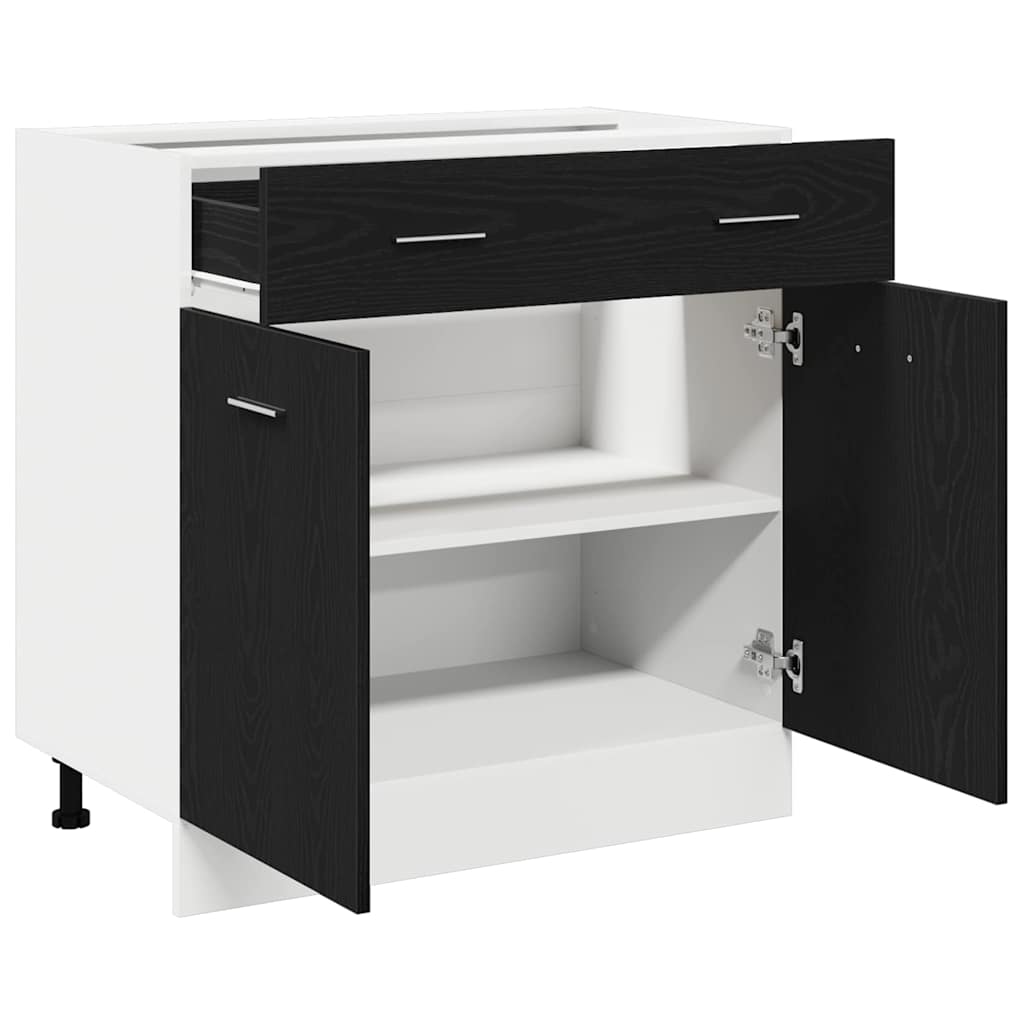 Hängeschrank mit Regal Schwarz Eichen-Optik 80 x 31 x 81,5 cm