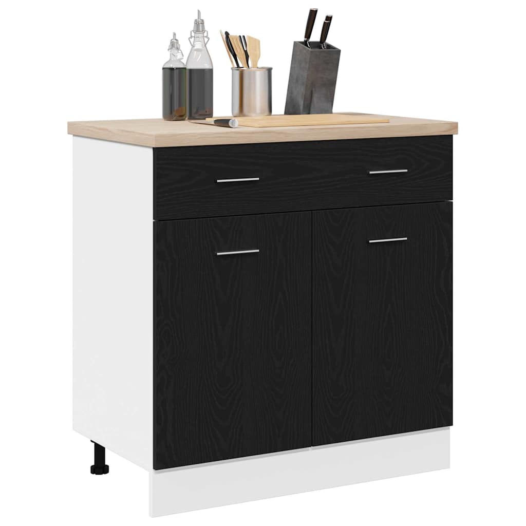 Hängeschrank mit Regal Schwarz Eichen-Optik 80 x 31 x 81,5 cm