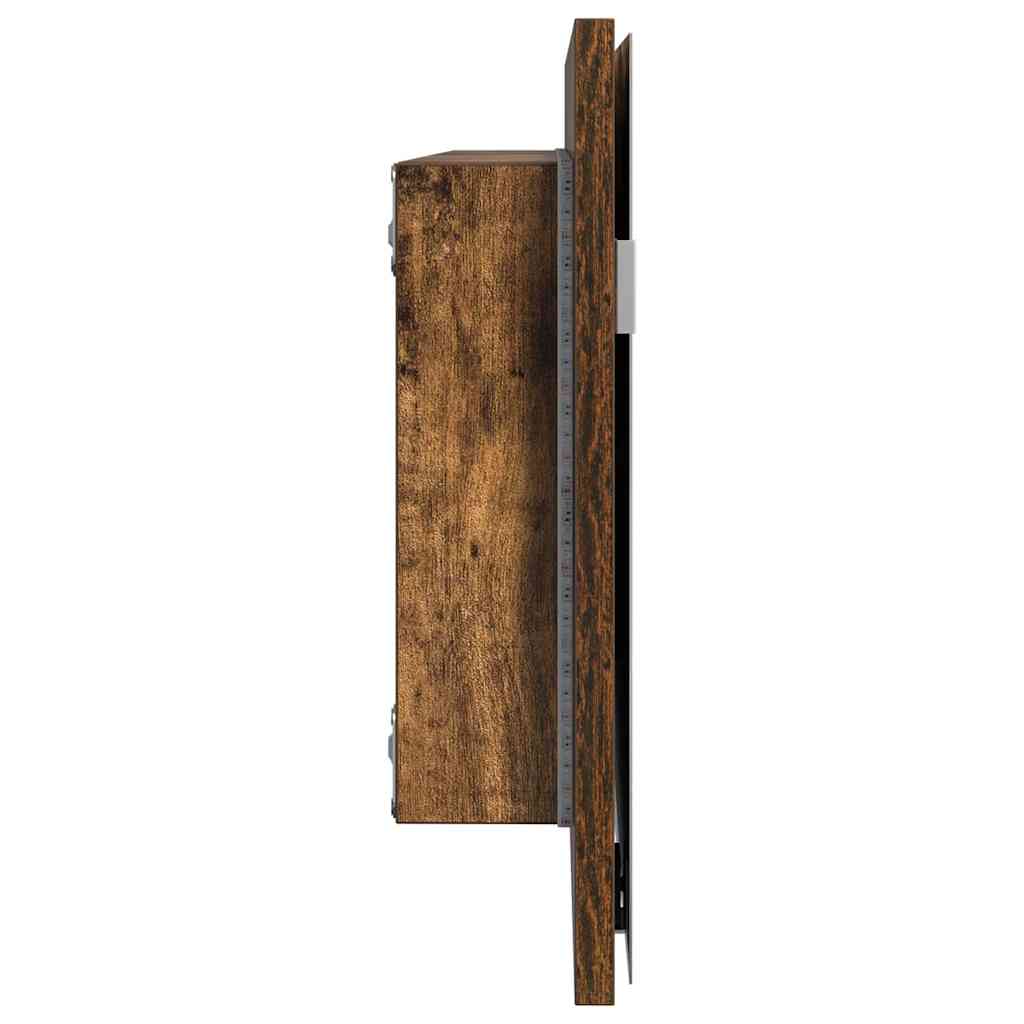 Spiegel Wandmontiert Braun 80 x 37 cm Glas und engineered Holz
