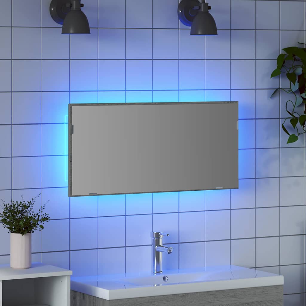 Spiegel Hellgrau Sonoma 80 x 37 cm Glas und engineered Holz