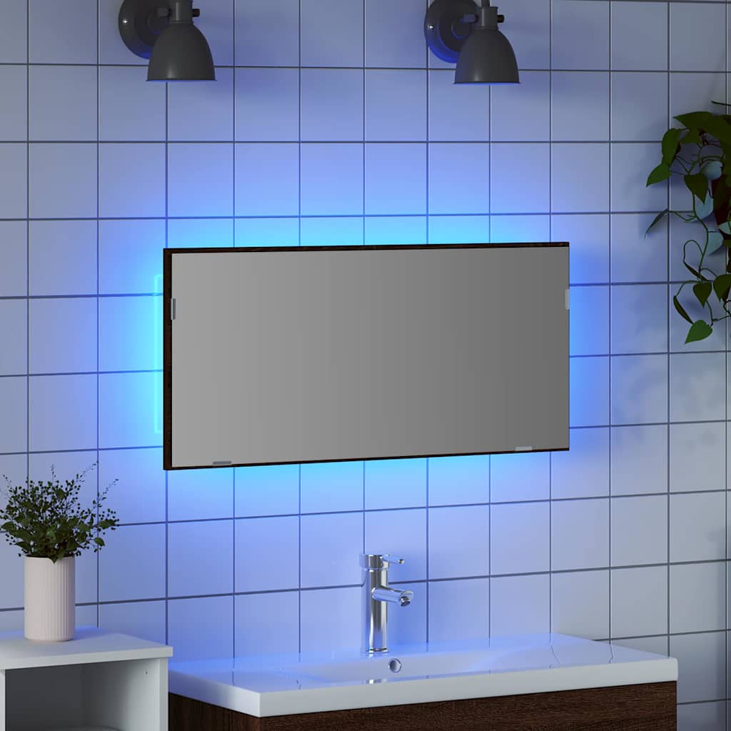 Spiegel Braun Eichen-Optik 80 x 37 cm Glas und engineered Holz