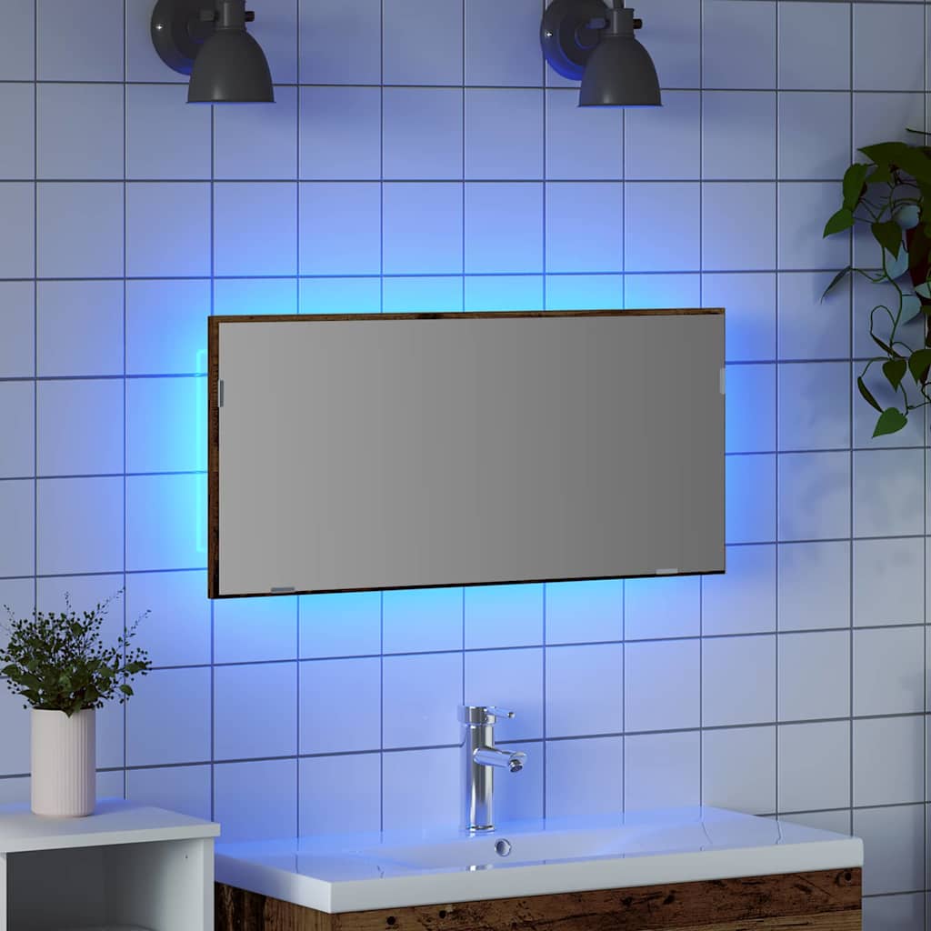 Spiegel mit Spiegel Altholz 80 x 37 cm Glas und engineered Holz