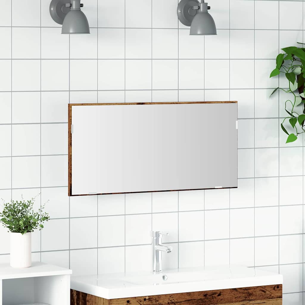 Spiegel mit Spiegel Altholz 80 x 37 cm Glas und engineered Holz
