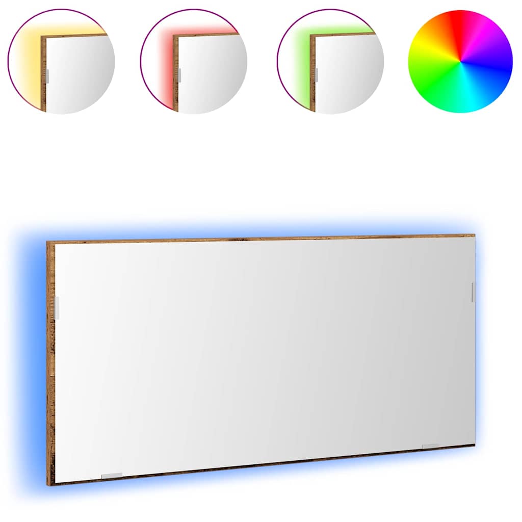 Spiegel mit Spiegel Altholz 80 x 37 cm Glas und engineered Holz