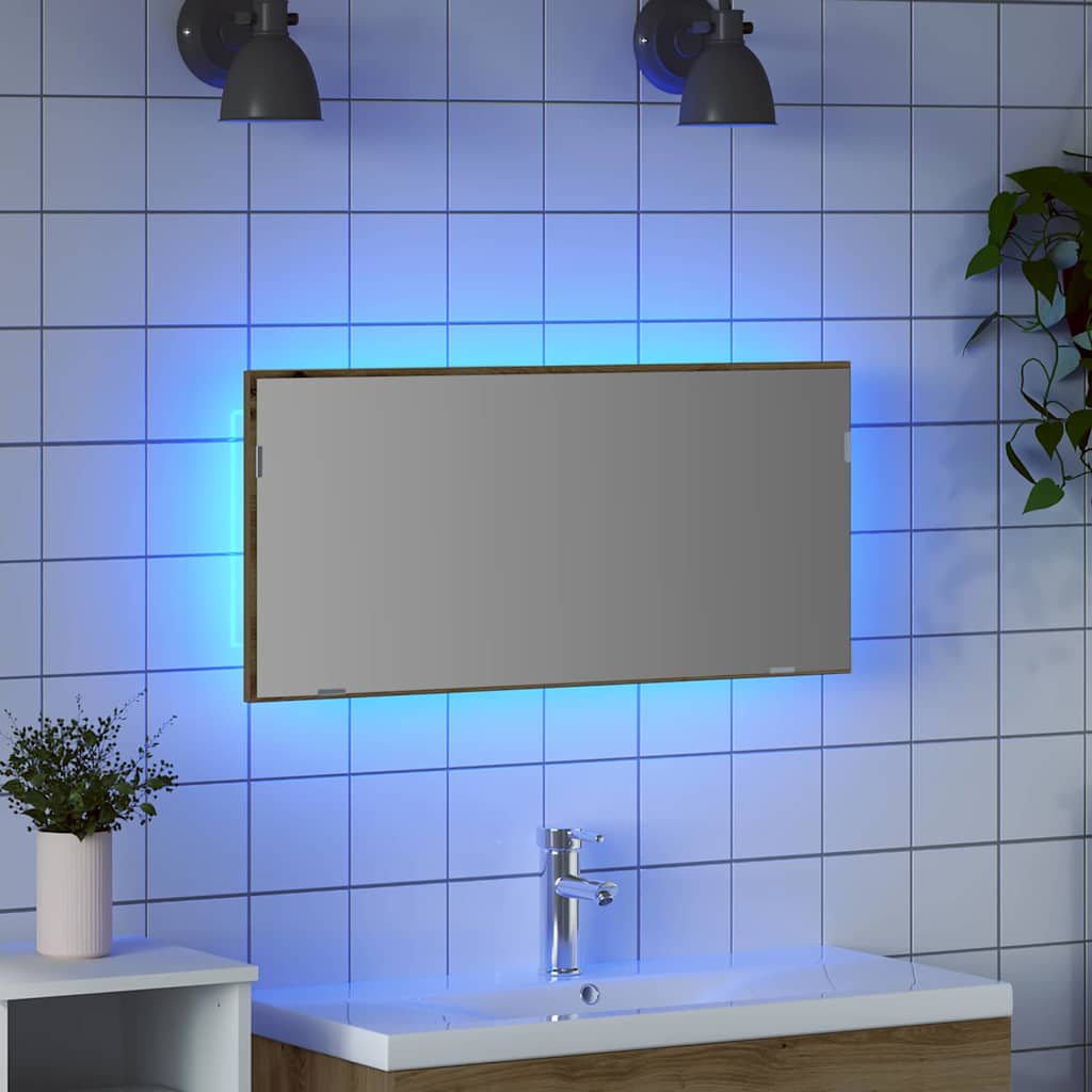 Spiegel Artisan-Eiche 80 x 37 cm Glas und engineered Holz