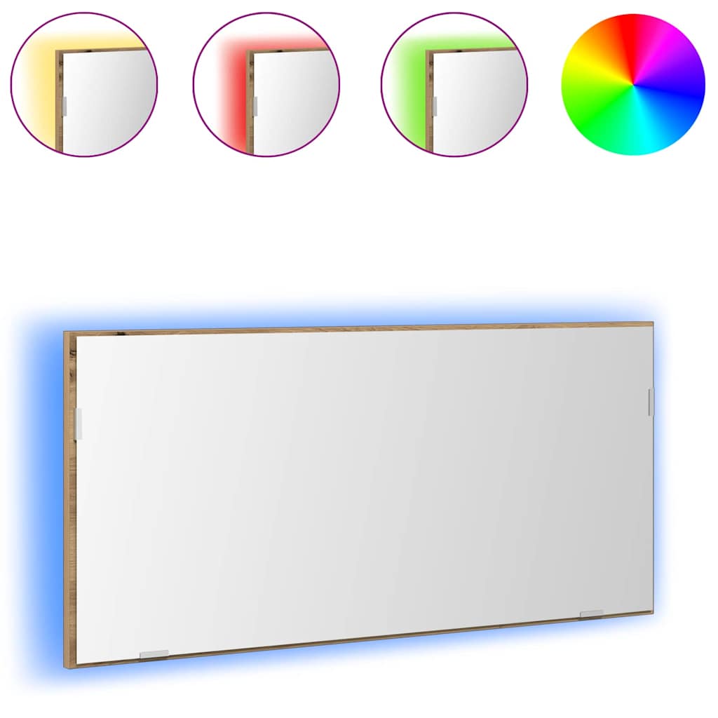 Spiegel Artisan-Eiche 80 x 37 cm Glas und engineered Holz