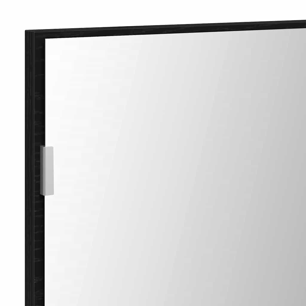 Spiegel mit LED-Lichtleisten Schwarz Eichen-Optik 80 x 37 cm