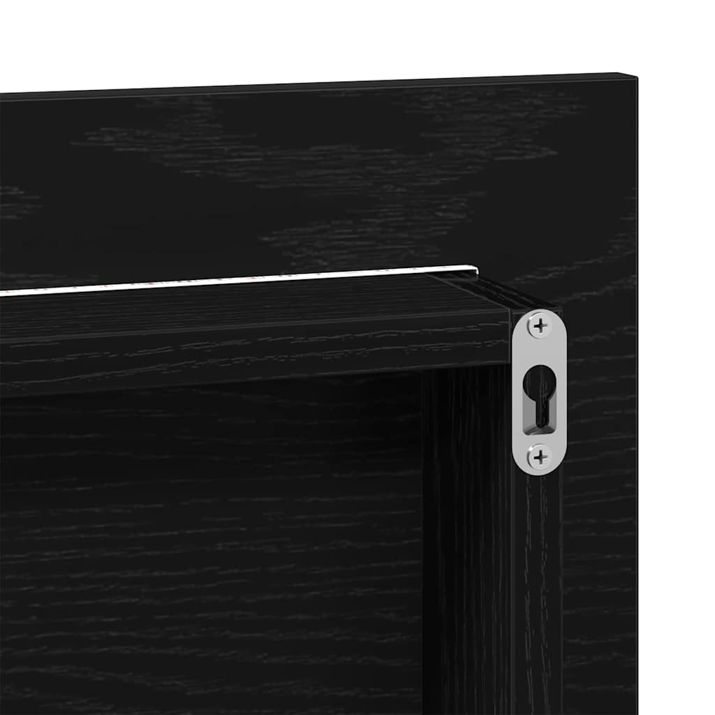 Spiegel mit LED-Lichtleisten Schwarz Eichen-Optik 80 x 37 cm