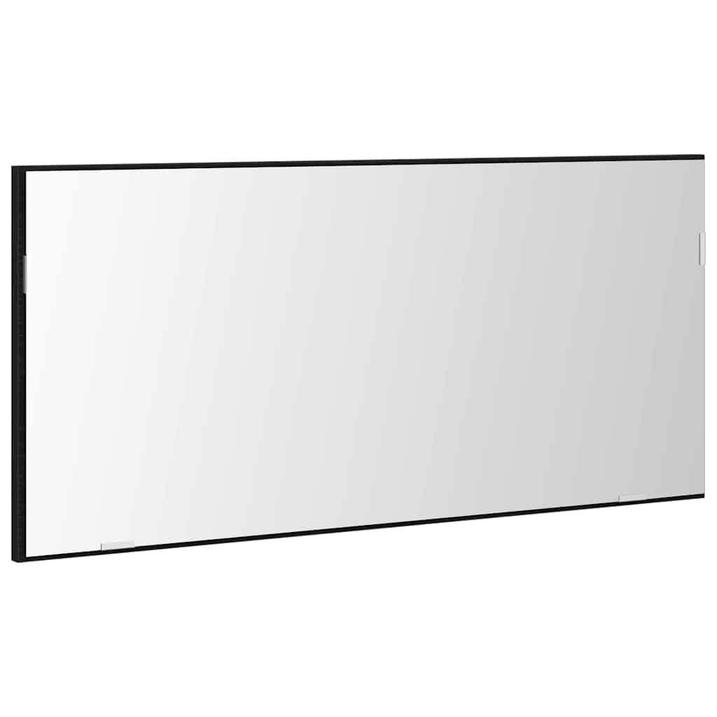 Spiegel mit LED-Lichtleisten Schwarz Eichen-Optik 80 x 37 cm