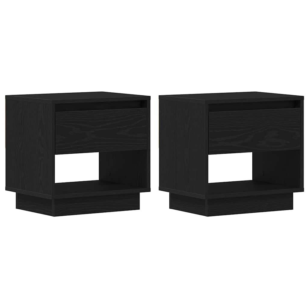 Nachttisch 2 pcs Schwarz Eichen-Optik 45 x 34 x 44 cm