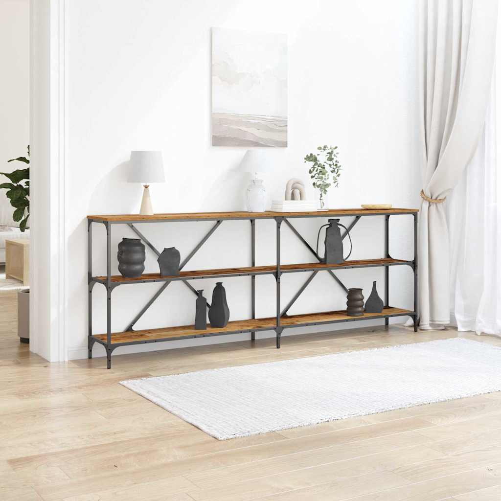 Konsolentisch mit Regal Altholz 200 x 30 x 75 cm Holzwerkstoff